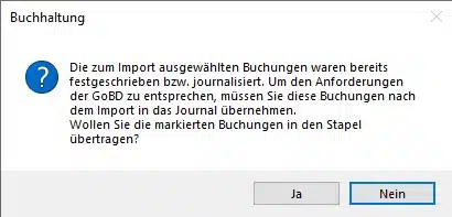 Meldung festgeschriebene Buchungen DATEV Import in Lexware buchhaltung