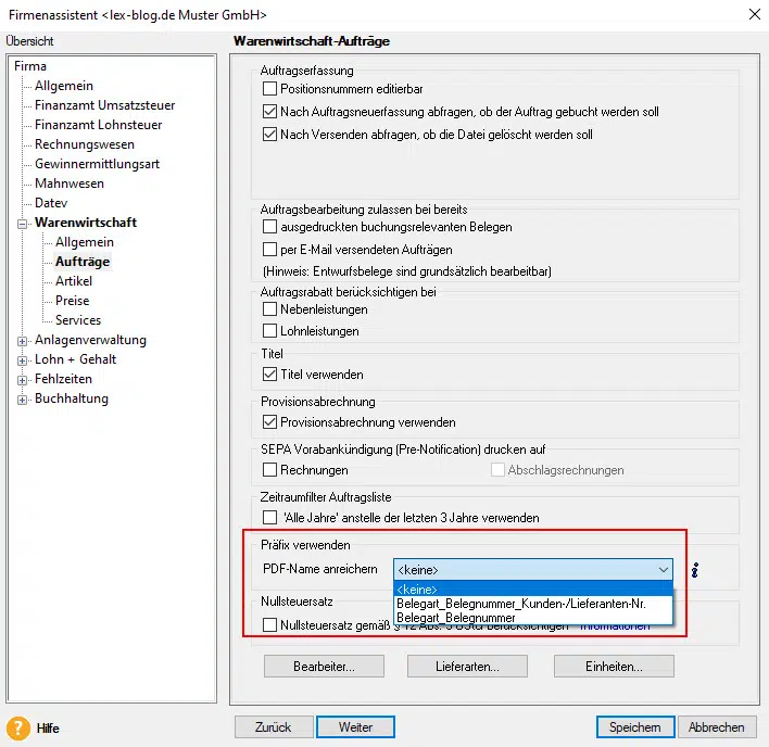 Automatische PDF für Belege - Lexware Datensicherung optimieren PDF-Dateiname anpassen