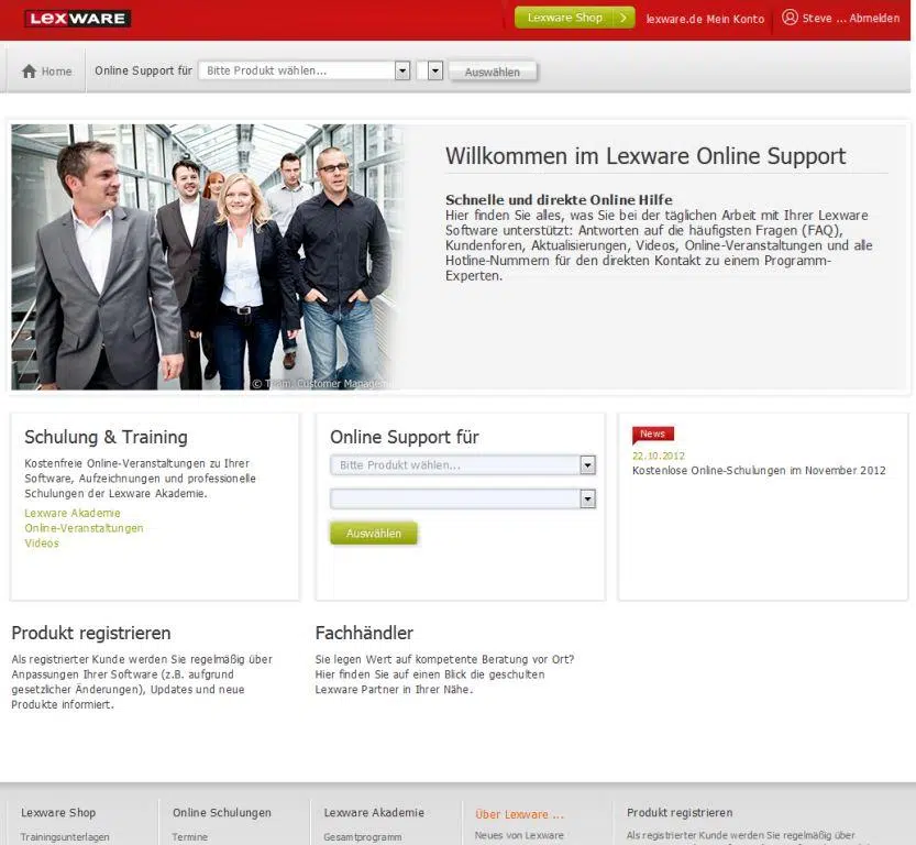 pic: Lexware Support-Seiten in neuem Design