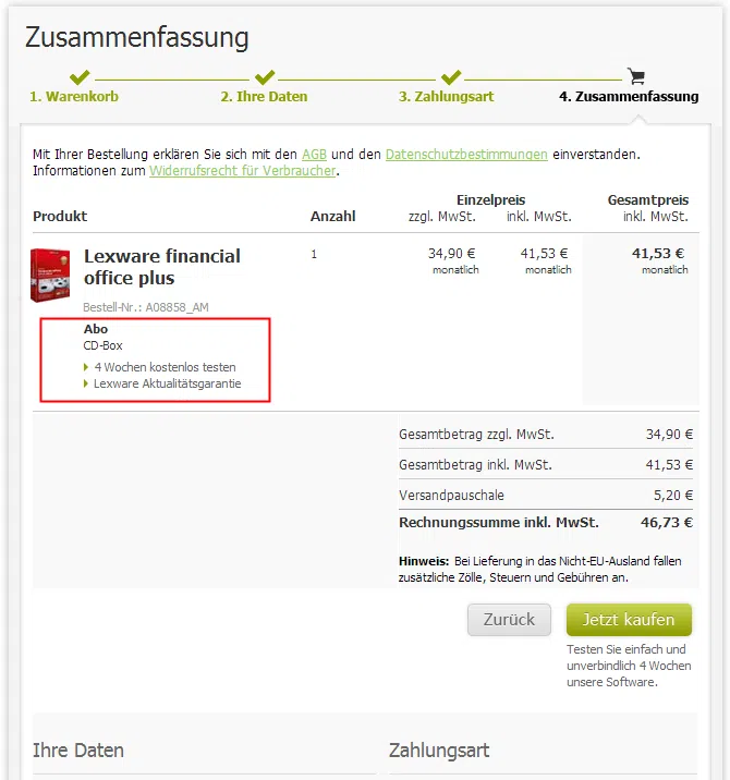 Lexware Aktualitätsgarantie: Praktisch oder ärgerlich? Aktualitätsgarantie Kaufabschluss