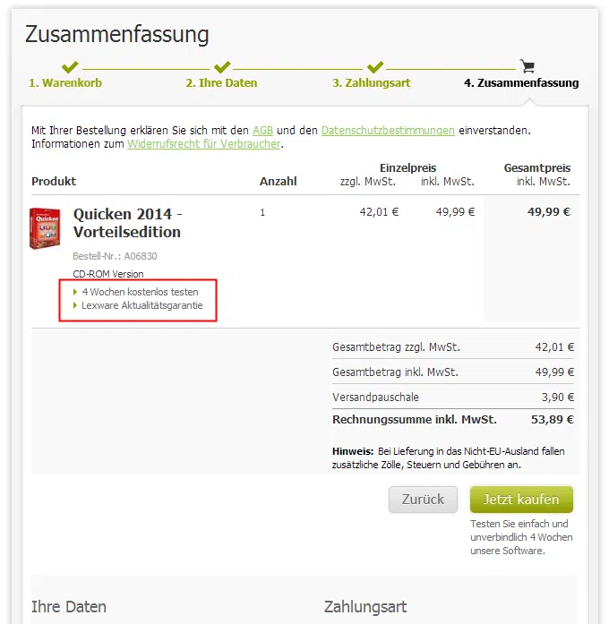 Lexware Aktualitätsgarantie: Praktisch oder ärgerlich? Aktualitätsgarantie Kaufabschluss