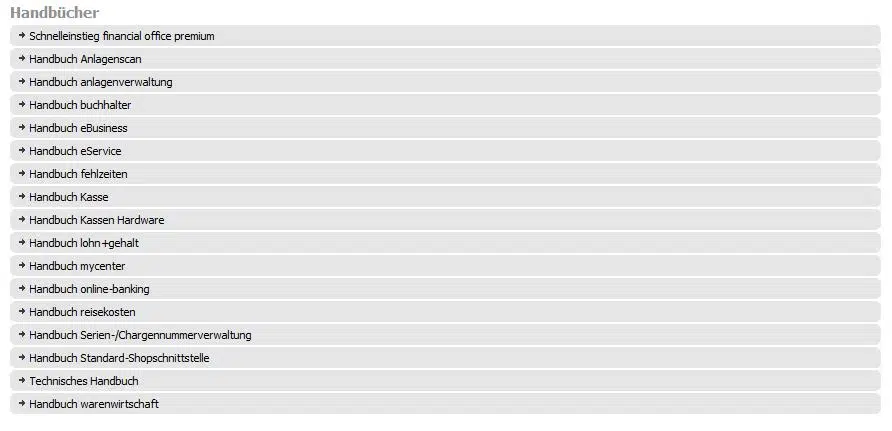 Handbuchübersicht im Programm