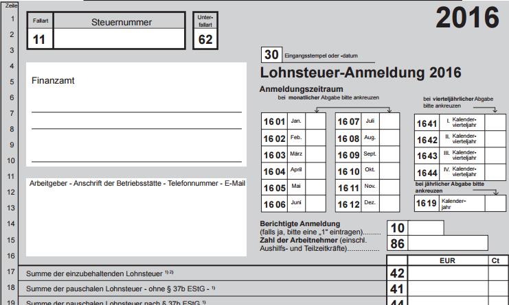 Lohnsteuer-Anmeldung 2016