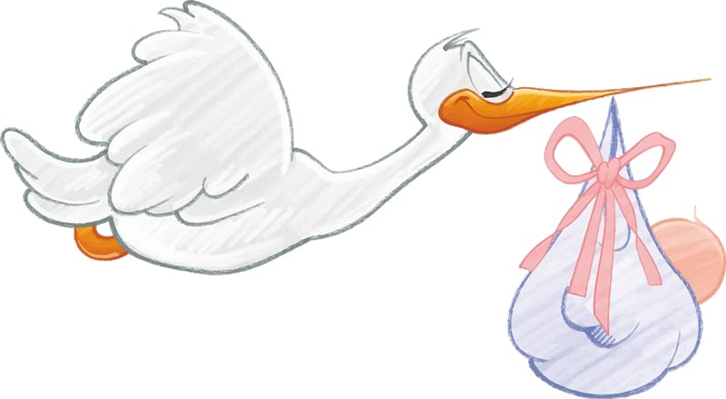 Storch und Baby (pixabay - OpenClipart-Vectors)