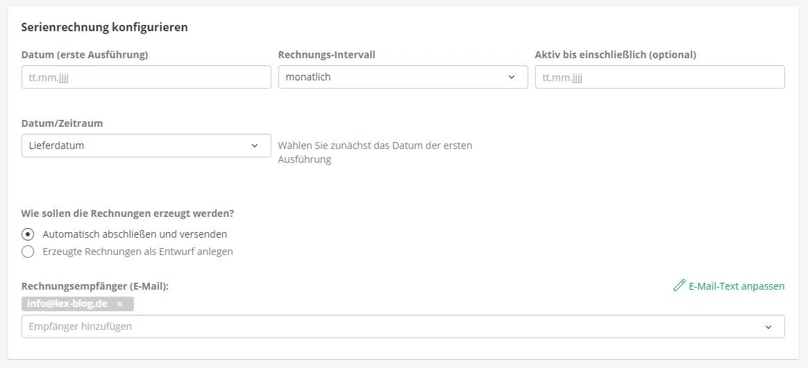 Serienrechnungen in lexoffice erstellen