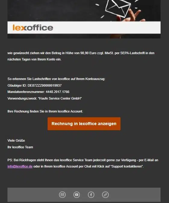 Phishing Mails: Vorsicht bei Zahlungsmail im Namen von lexoffice