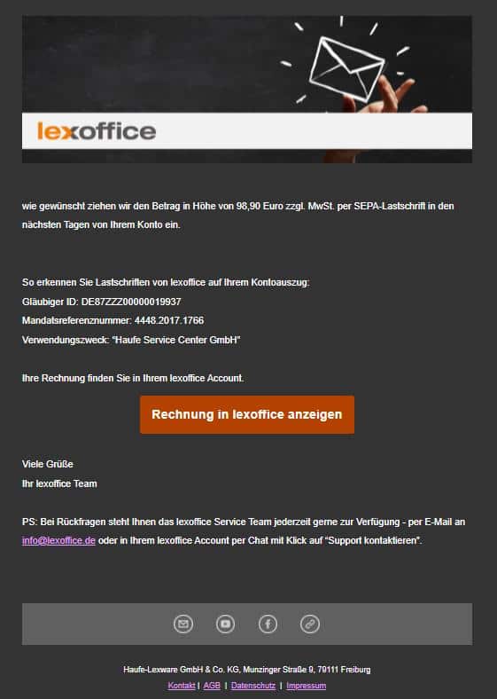 Phishing Mails: Vorsicht bei Zahlungsmail im Namen von lexoffice