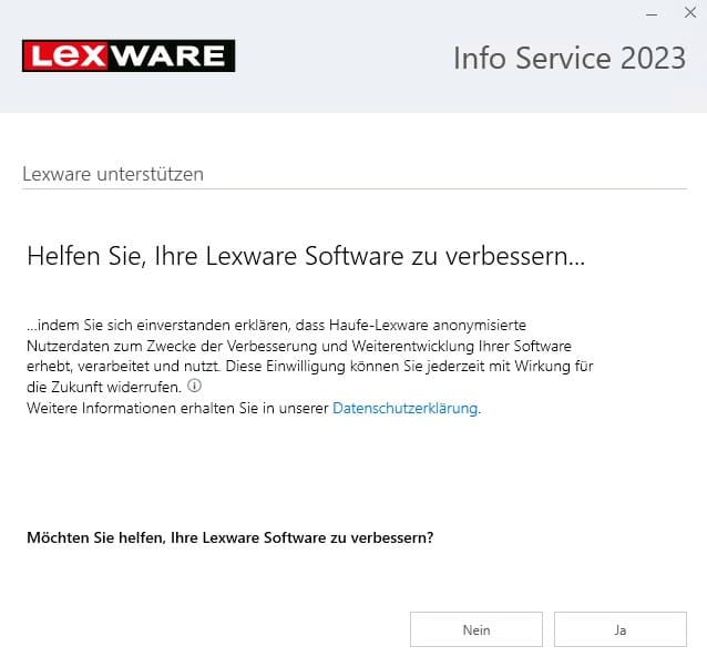 LISA Aktualisierung Lexware Info Service Assistent Version 23