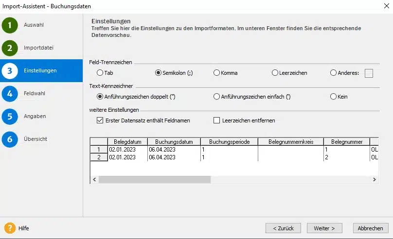 ASCII-Import Buchungsdaten in Lexware buchhaltung