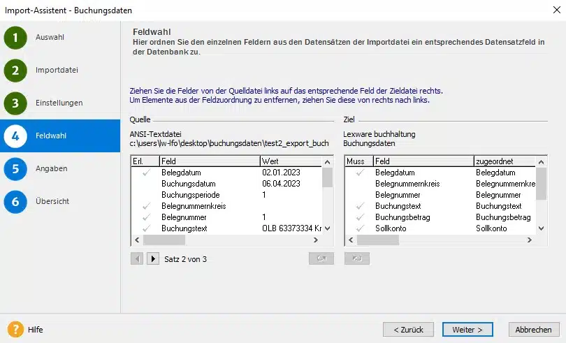 ASCII-Import Buchungsdaten in Lexware buchhaltung