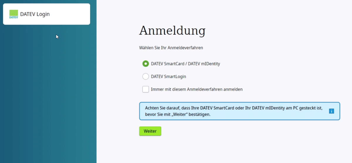 Anmeldeverfahren DATEV Buchungsdatenservice