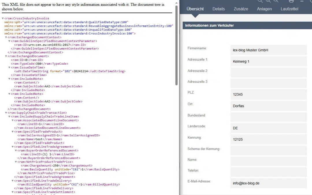 E-Rechnung in Lexware prüfen