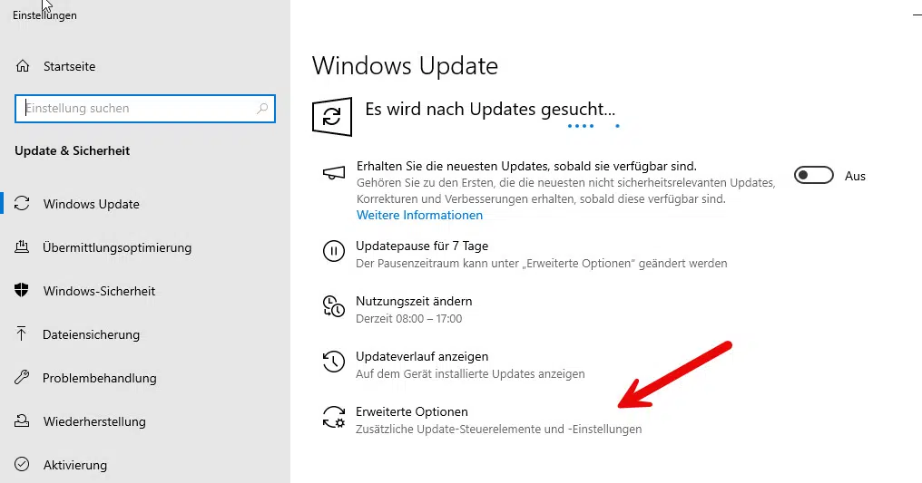 Microsoft Windows Update - Erweiterte Optionen