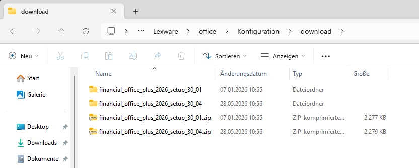Lexware Programm wird nicht mehr angezeigt Downloadordner Lexware Aktualisierungen
